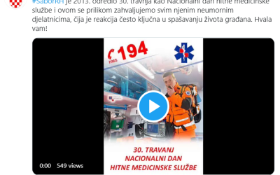 Čestitka Vlade RH djelatnicima hitne medicinske službe