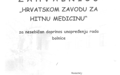 HZHM dobio zahvalnicu od bjelovarske bolnice